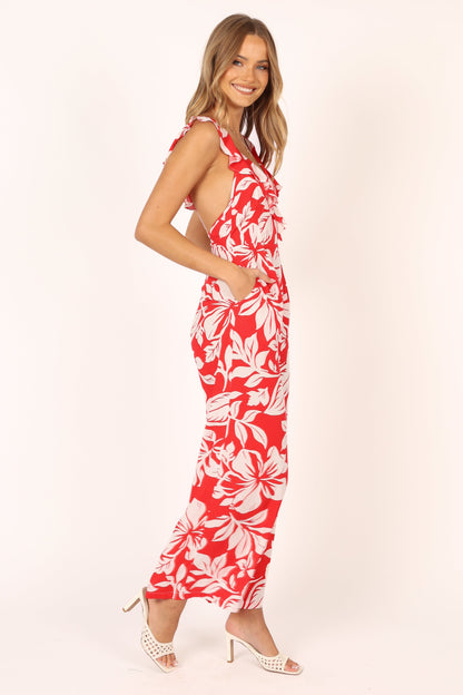 Parker Frill Jumpsuit - Red