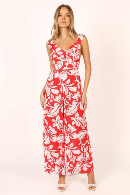 Parker Frill Jumpsuit - Red