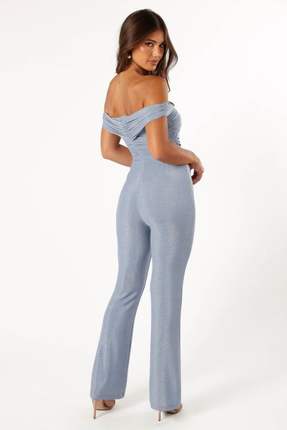 Sharnie Off Shoulder Jumpsuit - Blue