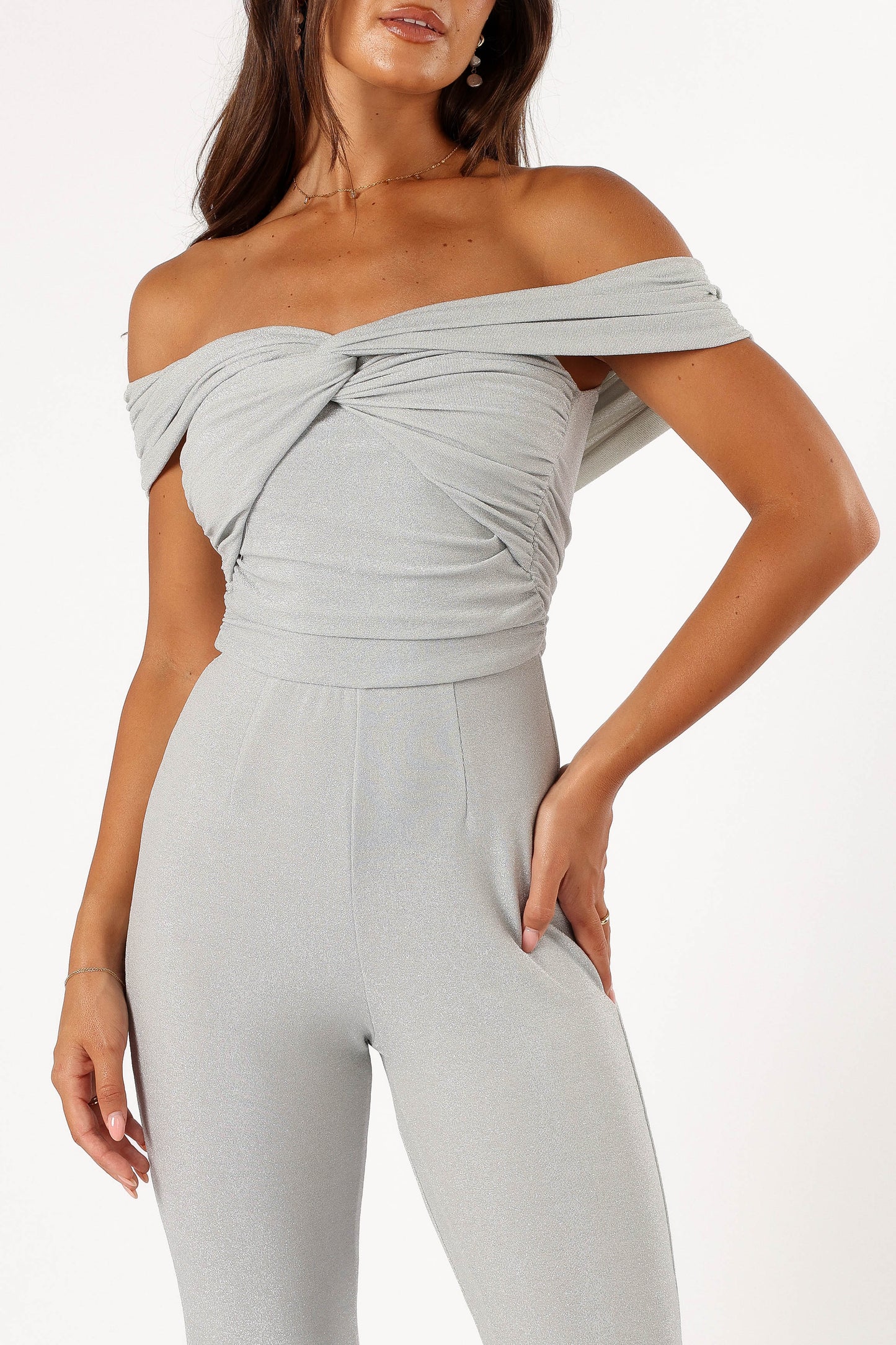 Sharnie Off Shoulder Jumpsuit - Silver