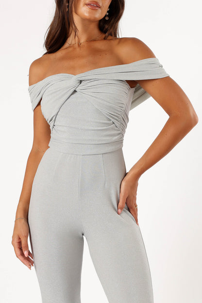 Sharnie Off Shoulder Jumpsuit - Silver