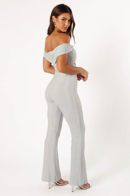 Sharnie Off Shoulder Jumpsuit - Silver