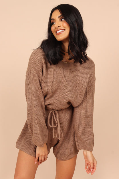 Sloane Sweater Romper - Mocha