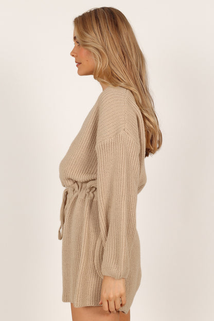 Sloane Sweater Romper - Taupe