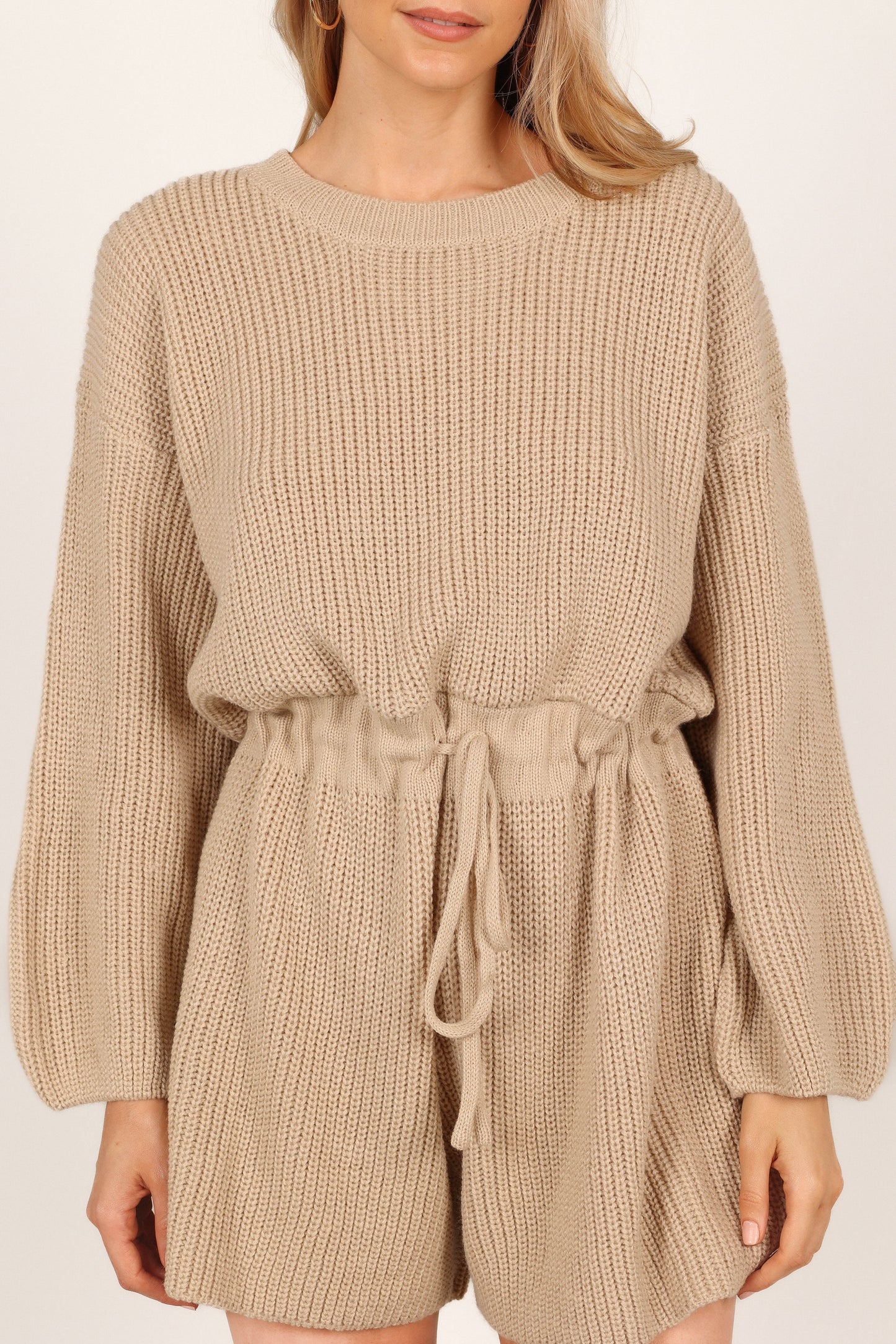 Sloane Sweater Romper - Taupe