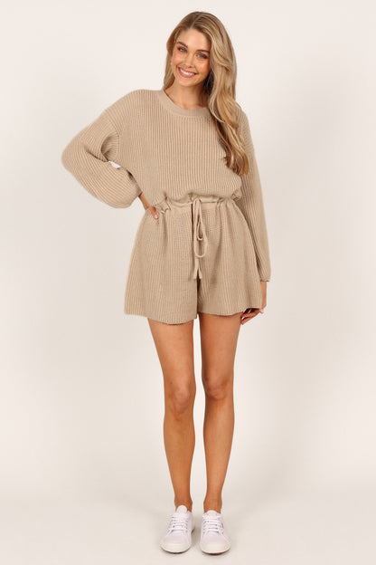 Sloane Sweater Romper - Taupe