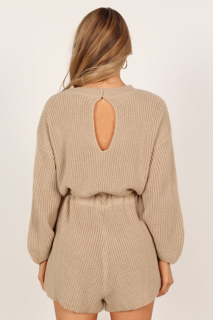 Sloane Sweater Romper - Taupe
