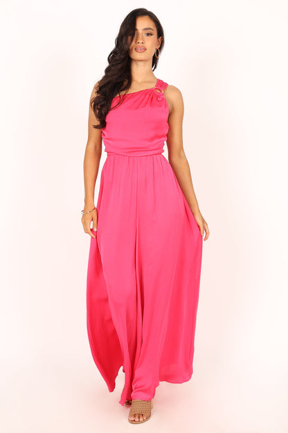 Sunanda One Shoulder Jumpsuit - Fuchsia
