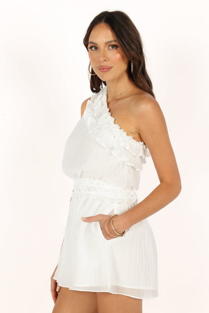 Tilly One Shoulder Romper - White