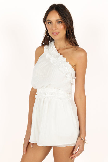 Tilly One Shoulder Romper - White