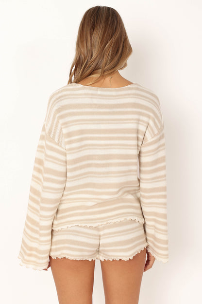 Christina Knit Set - Beige Stripe