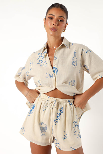 Davey Short Set - Cream Blue