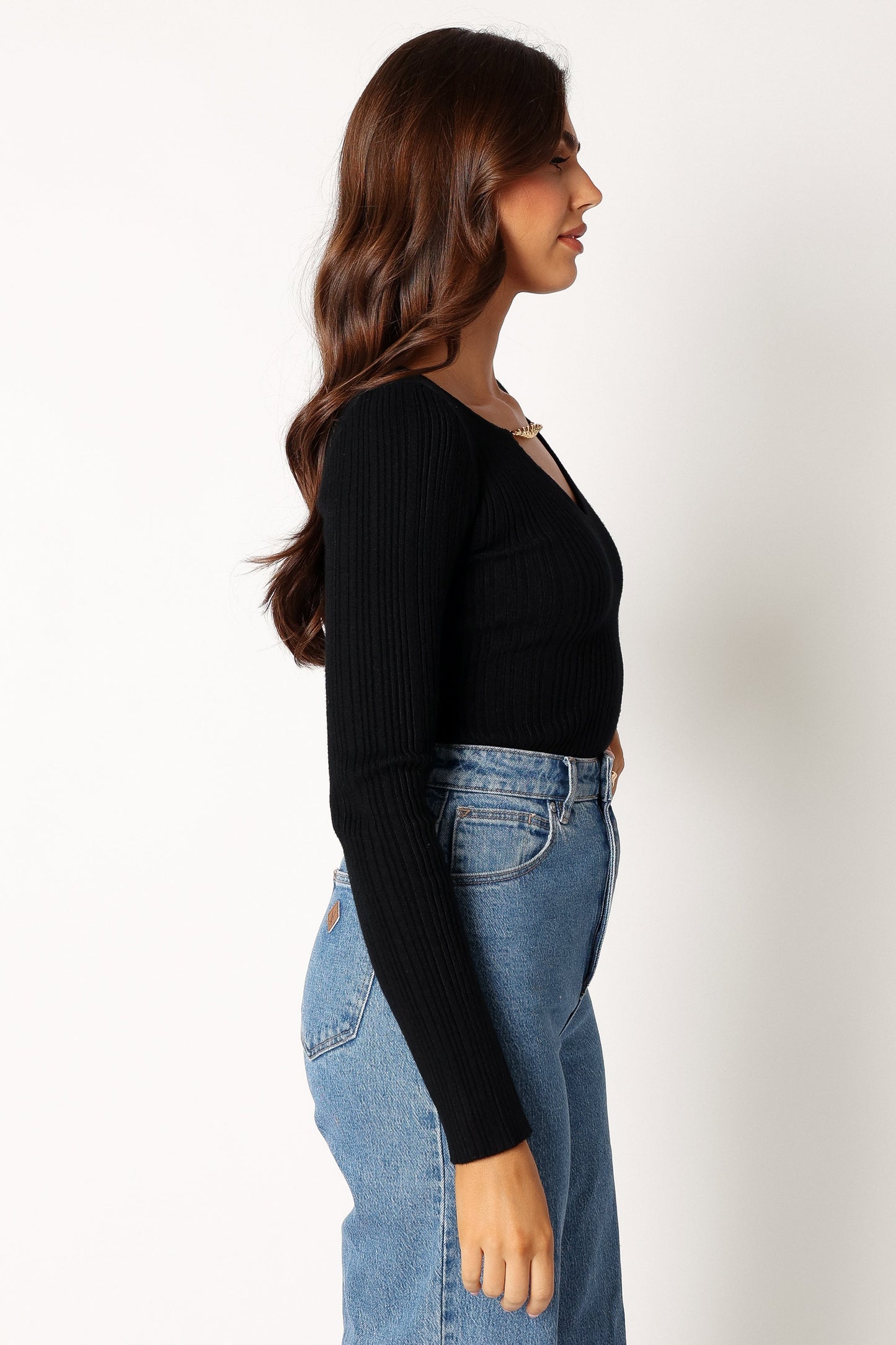 Ace Long Sleeve Knit Bodysuit - Black