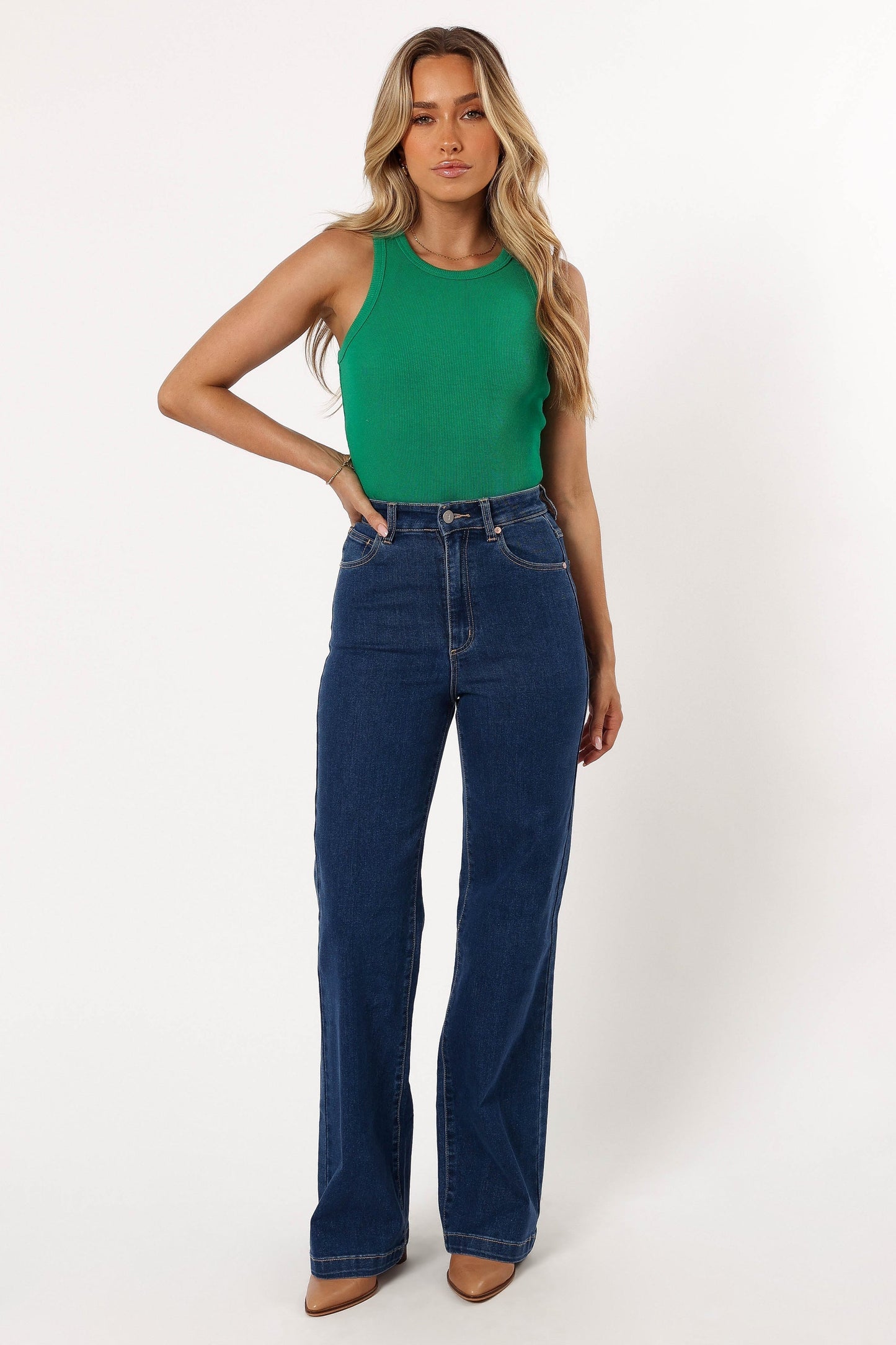 Ari Ribbed Tank Top - Green