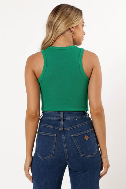 Ari Ribbed Tank Top - Green