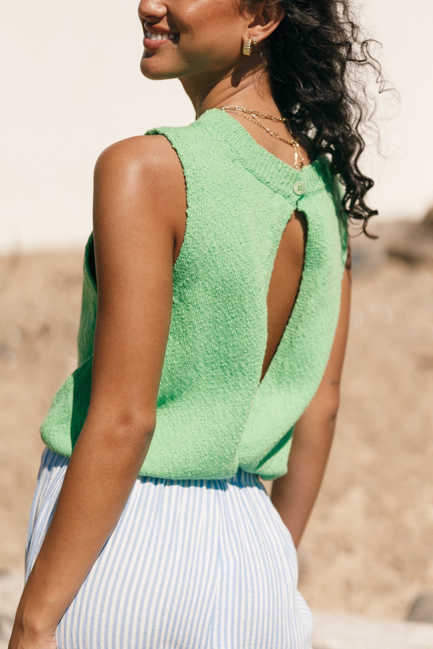 Cece Open Back Top - Green