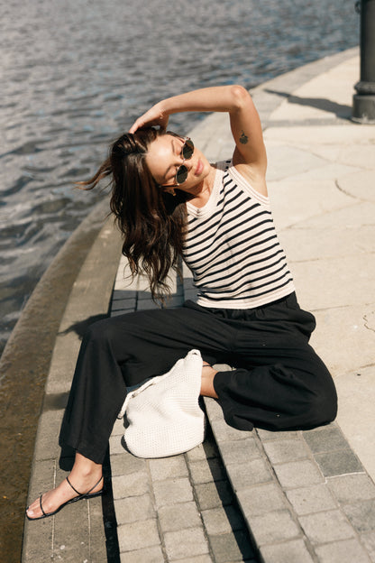 Cherie Knit Top - Sand Black