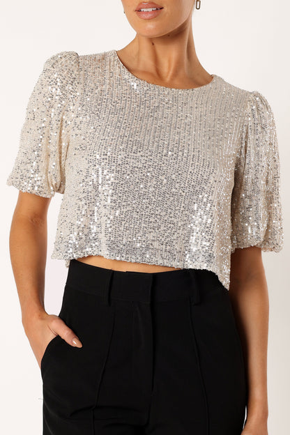 Connie Sequin Top - Silver