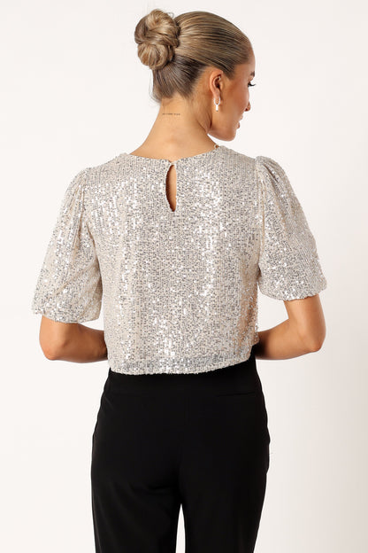 Connie Sequin Top - Silver