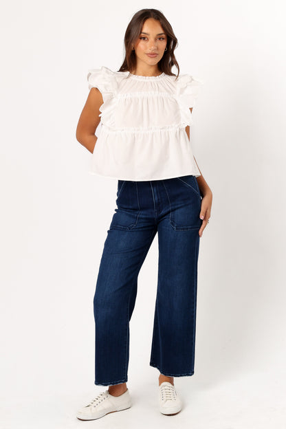 Elaine Ruffle Top - Off White