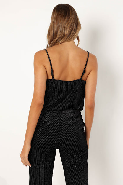 Ensley Velvet Shimmer Top - Black