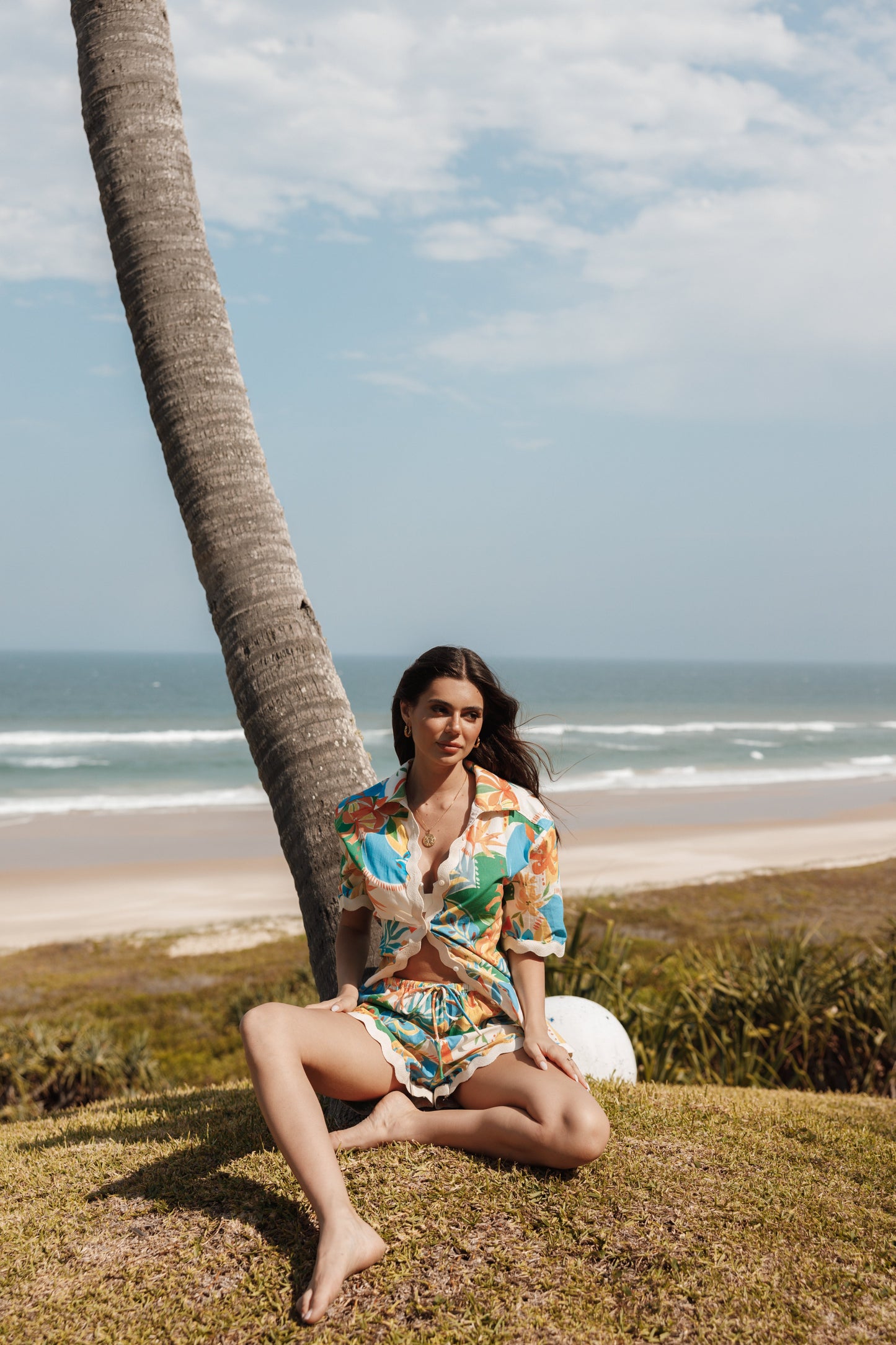 Harriet Button Down Top - Malta Print