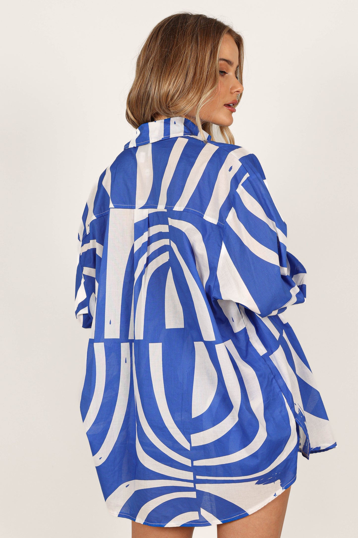 Heather Cotton Shirt - Blue Print