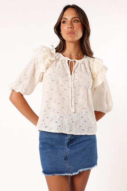 Iris Ruffled Top - Cream