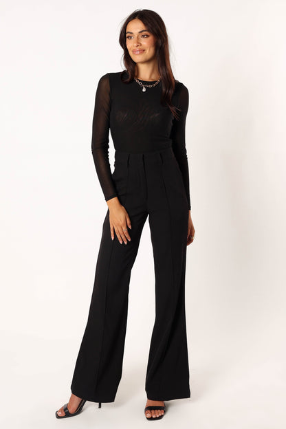 Kellie Mesh Long Sleeve Bodysuit - Black