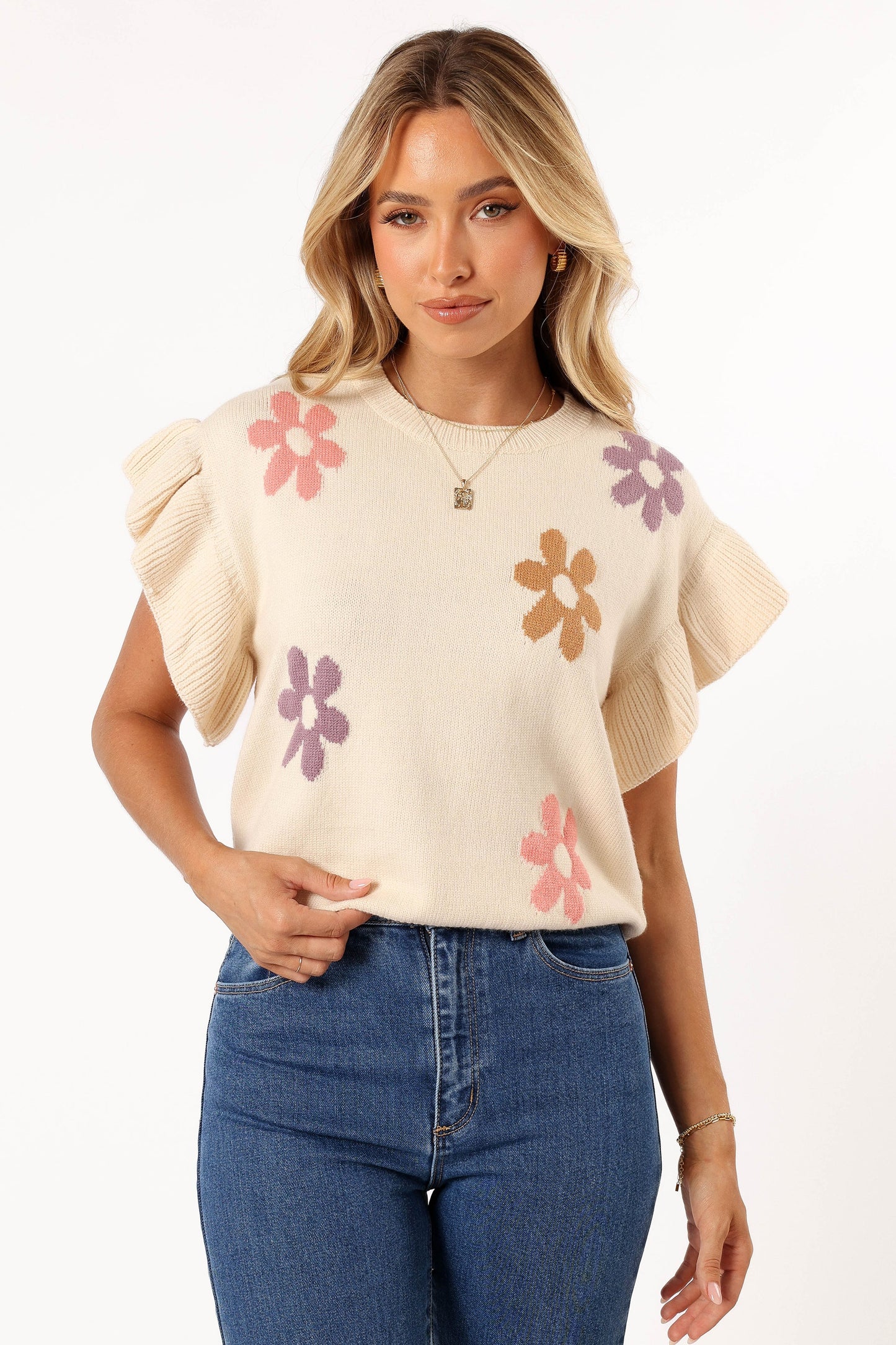 Kinsley Floral Top - Cream Multi