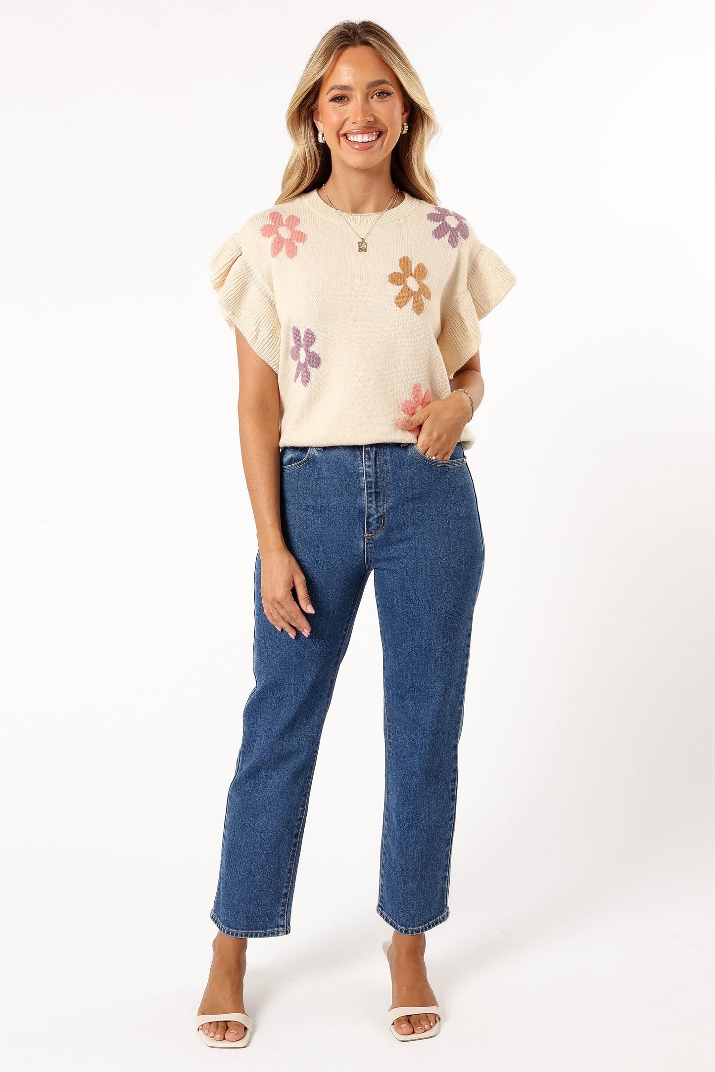 Kinsley Floral Top - Cream Multi