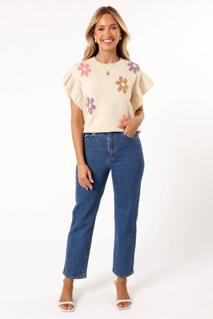 Kinsley Floral Top - Cream Multi