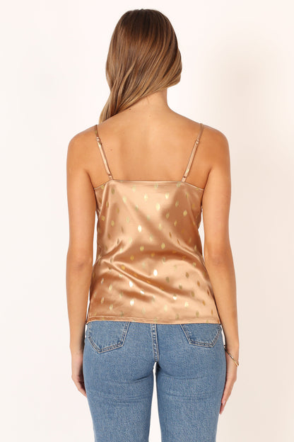 Leif Tie Front Cami - Bronze/Gold
