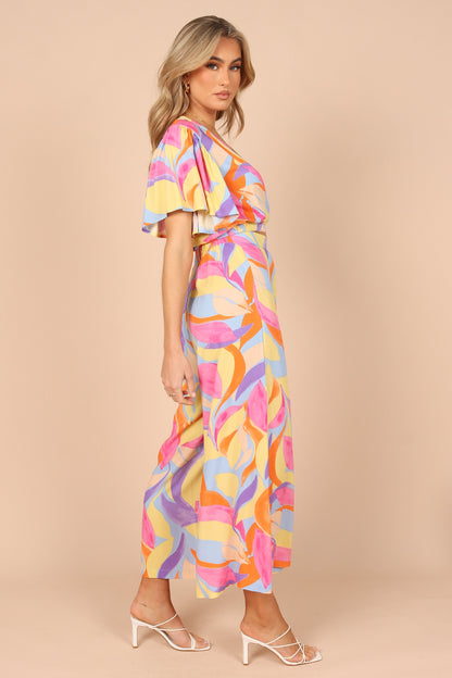 Luis V Neck Cropped Top - Blue Multi