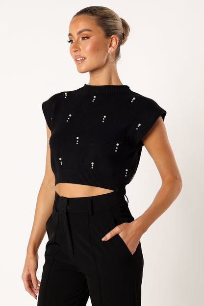 Malani Beaded Top - Black