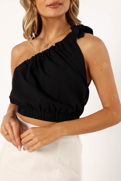 Marcoola One Shoulder Top - Black