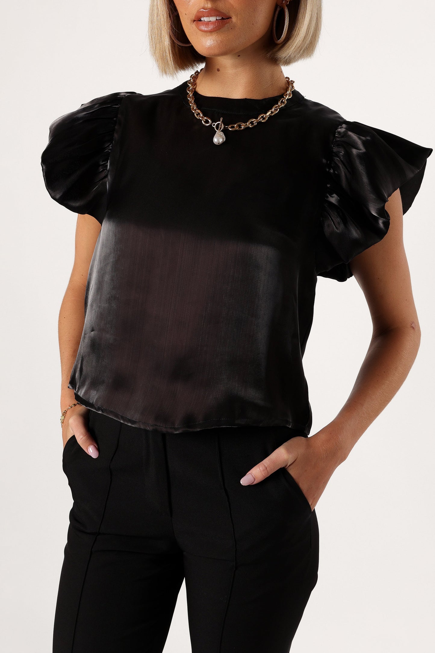 Marianna Ruffle Sleeve Top - Black