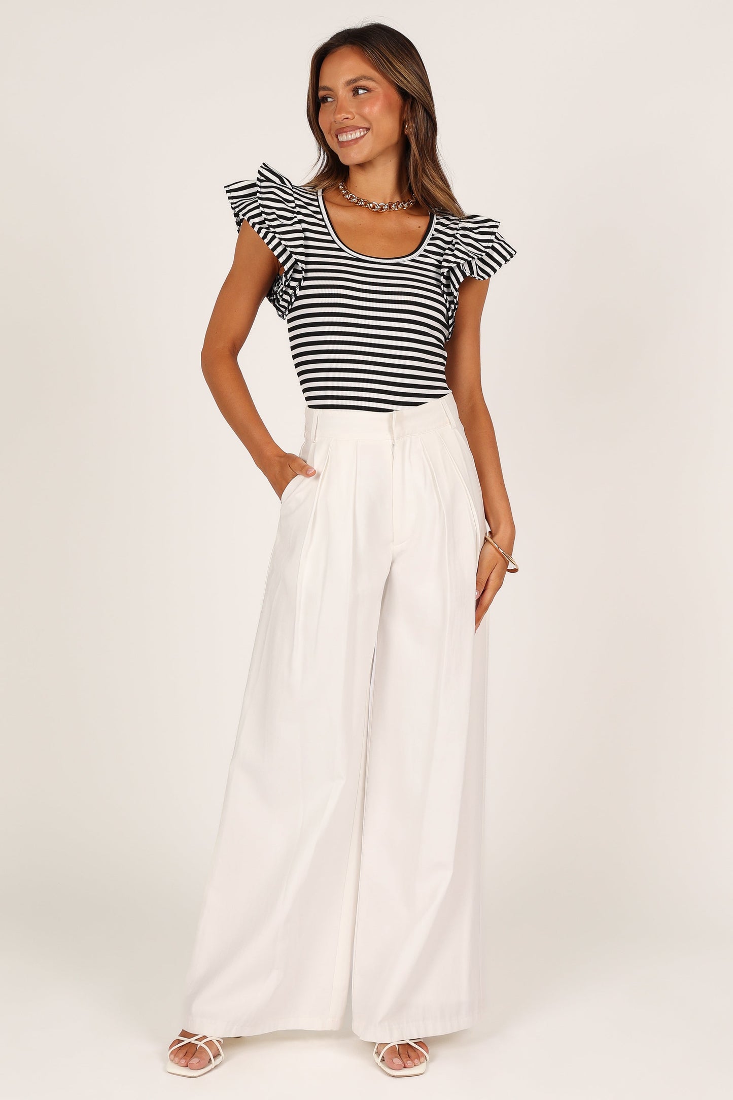 Martina Ribbed Top - Black Stripe