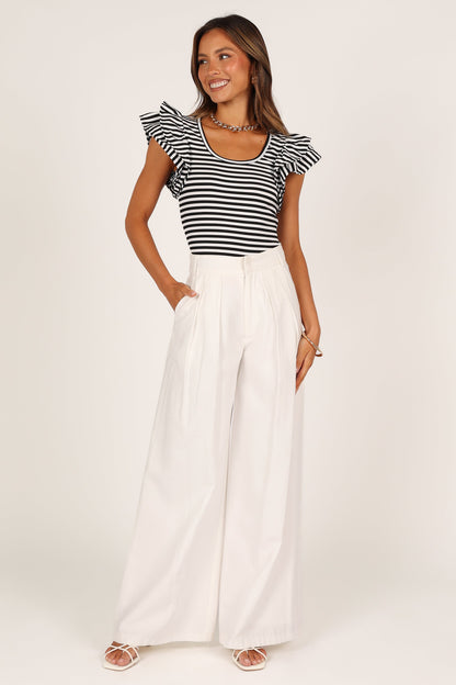 Martina Ribbed Top - Black Stripe