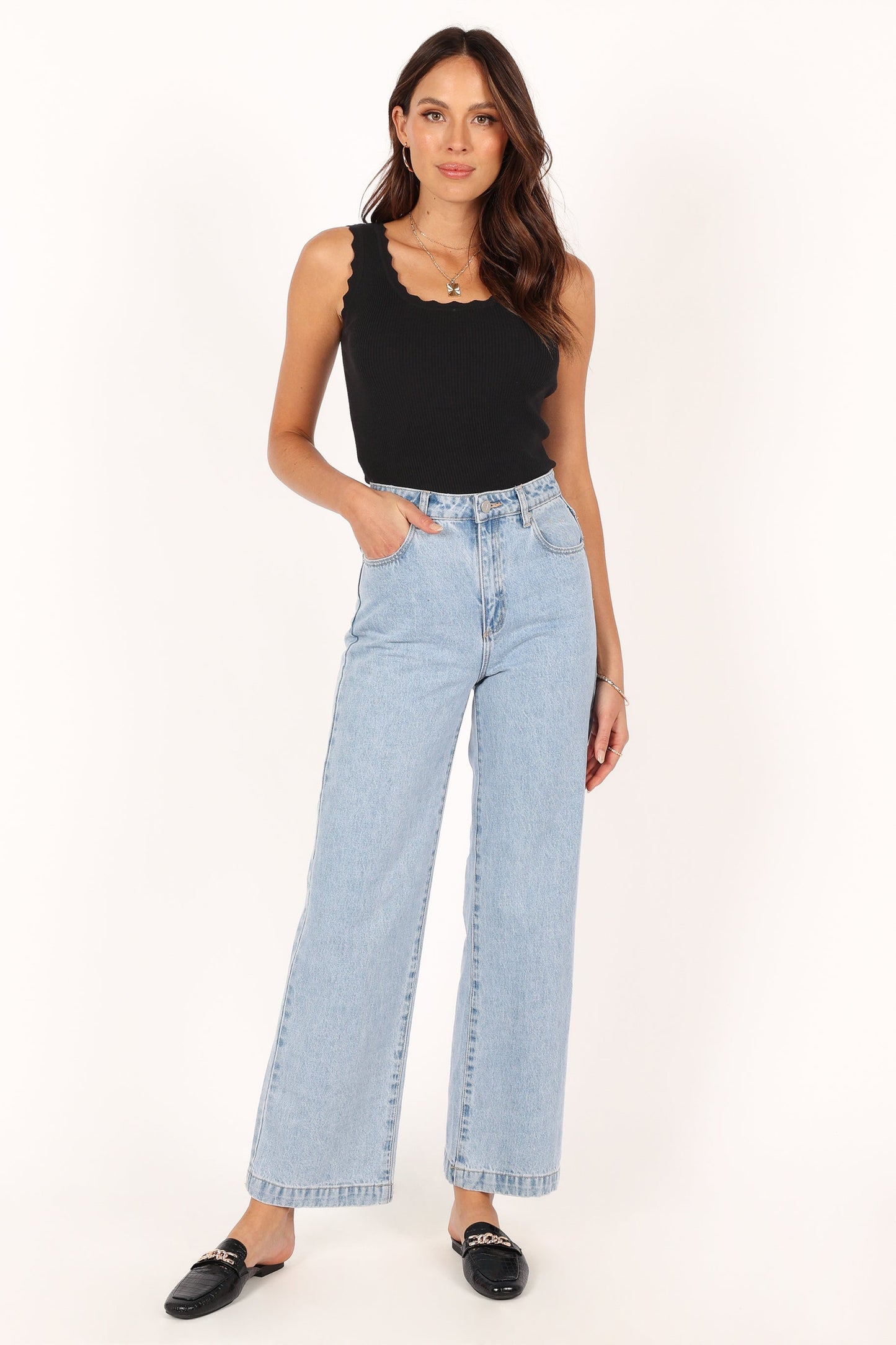 Monique Ribbed Tank Top - Black