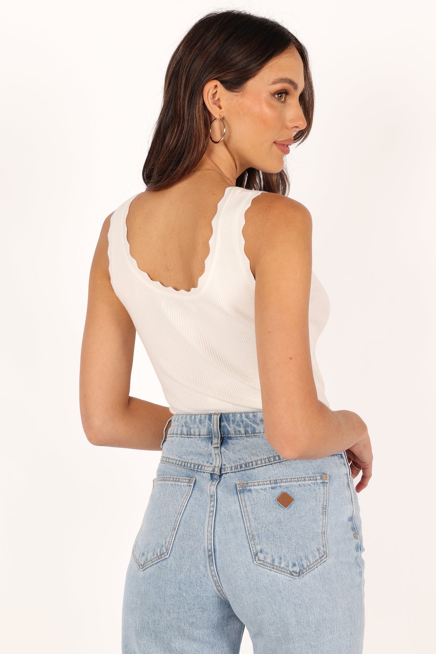 Monique Ribbed Tank Top - White