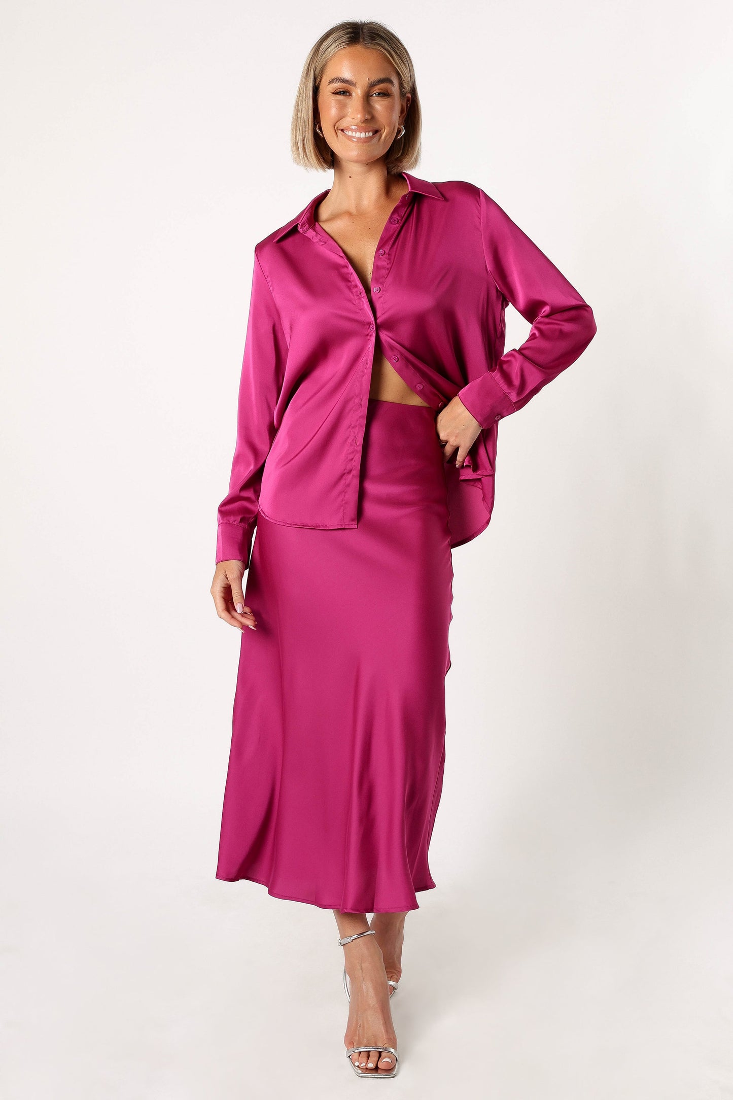 Narissa Satin Shirt - Magenta