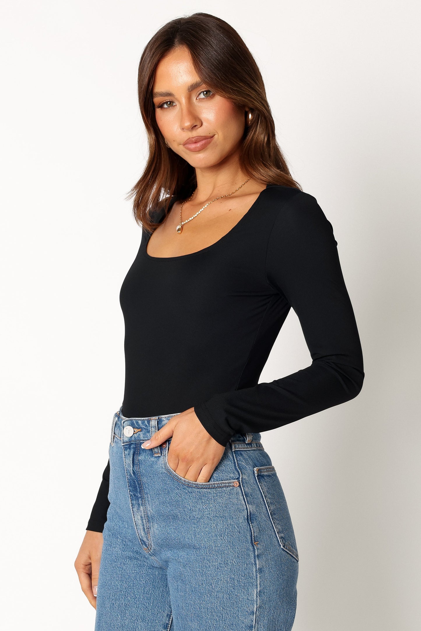 Pia Long Sleeve Bodysuit - Black