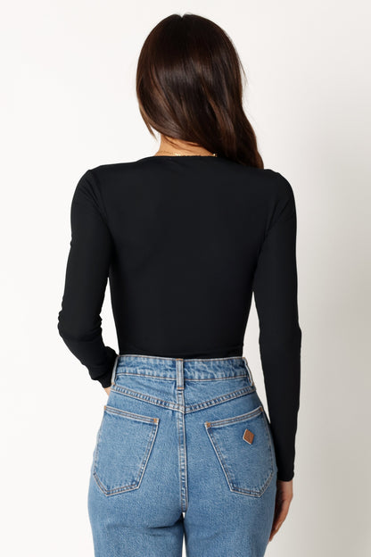 Pia Long Sleeve Bodysuit - Black