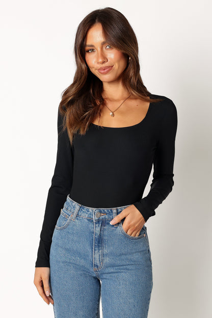 Pia Long Sleeve Bodysuit - Black