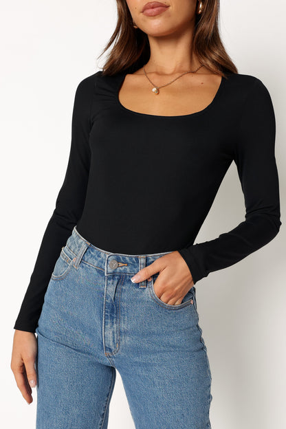 Pia Long Sleeve Bodysuit - Black