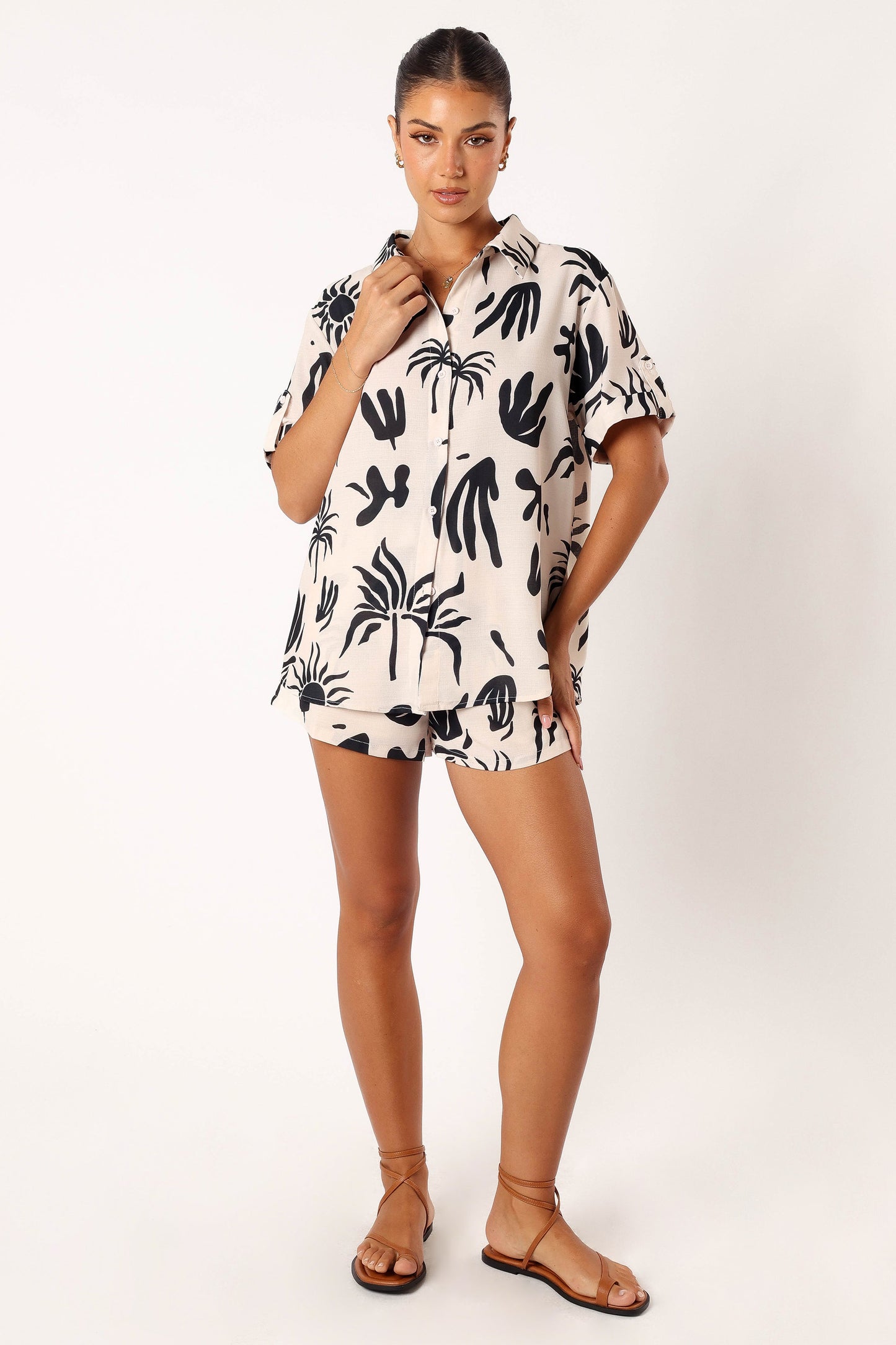 Sawyer Short Sleeve Shirt - Beige Black