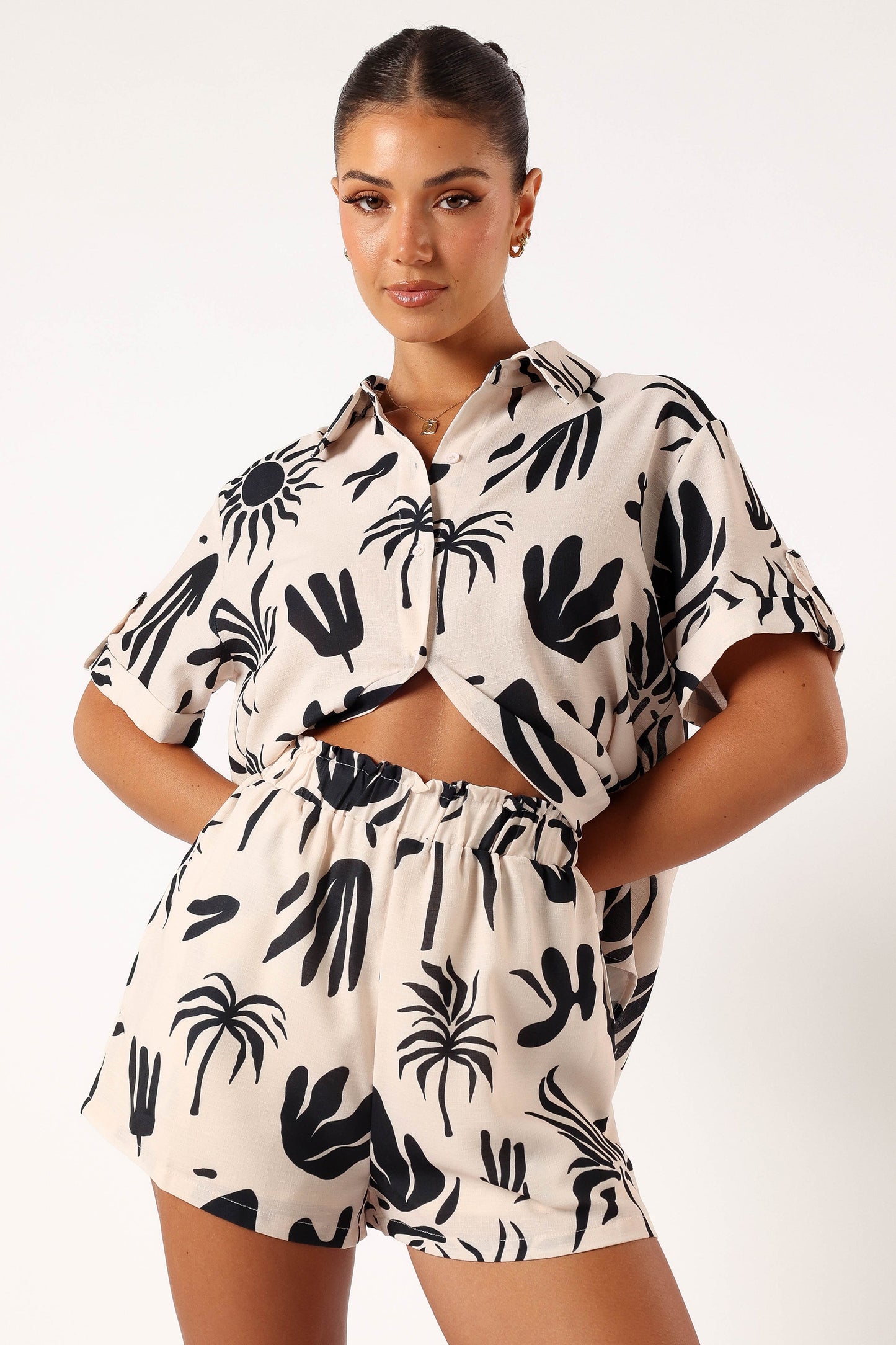 Sawyer Short Sleeve Shirt - Beige Black