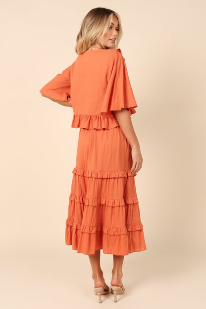 Sheridan Cropped Ruffle Top - Rust