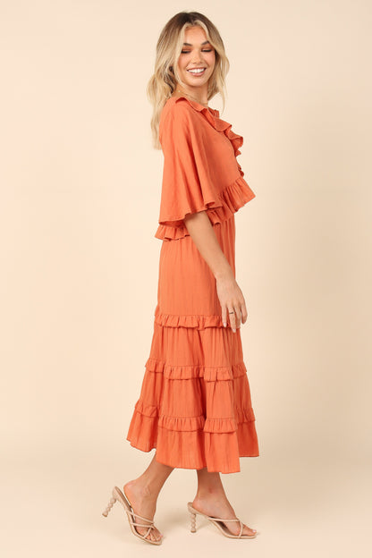 Sheridan Cropped Ruffle Top - Rust